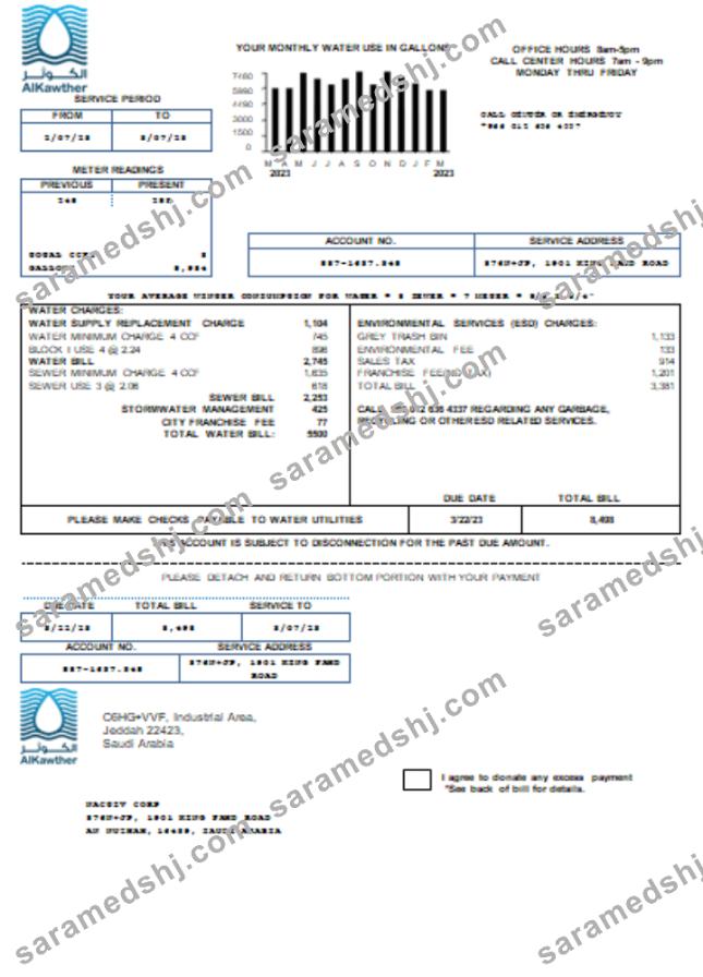 AlKawther utility business bill SCR